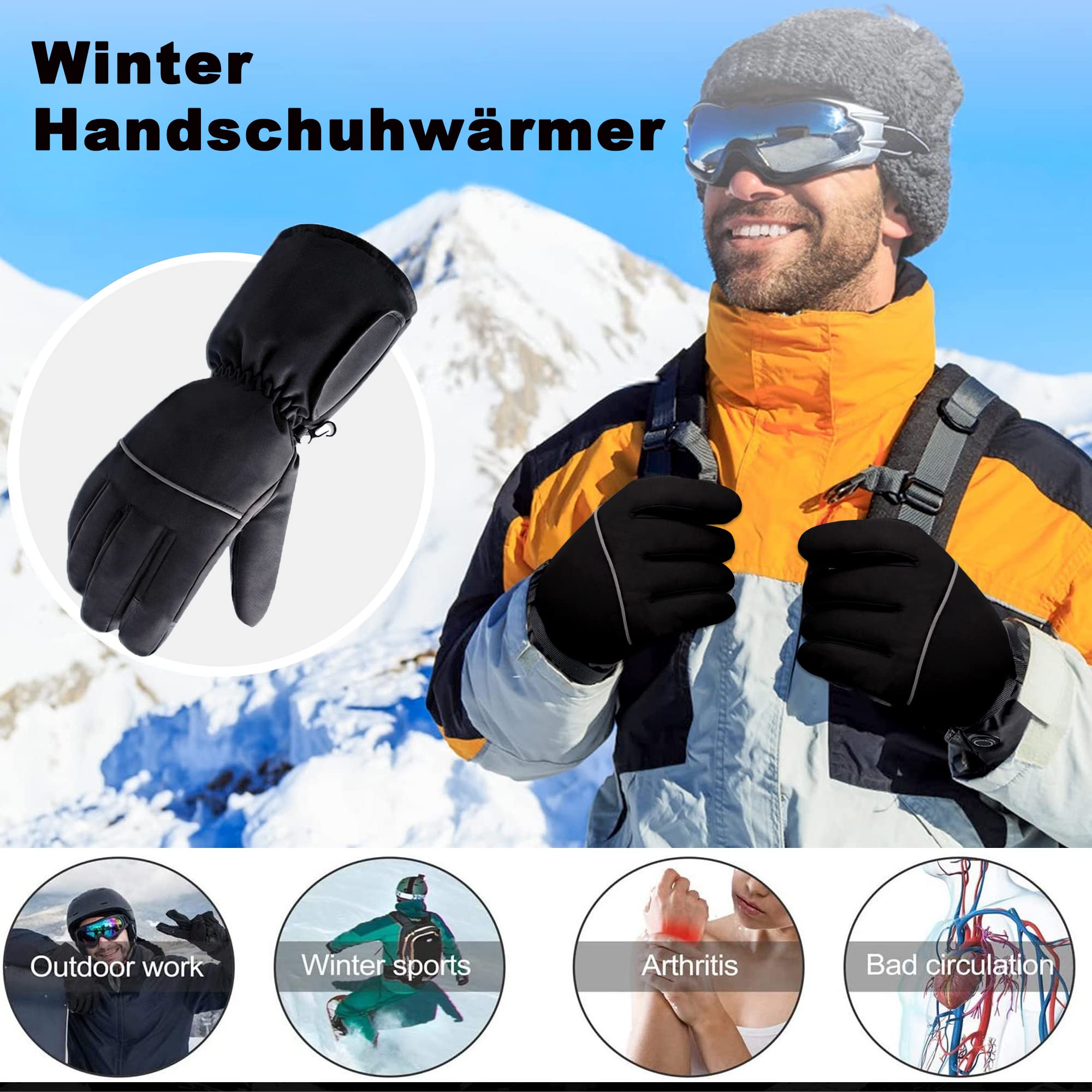 Svpro Guantes calefactables para hombre y mujer, batería recargable de 5000 mAh, guantes eléctricos calefactables, pantalla táctil, guantes térmicos de invierno con 3 niveles de calor