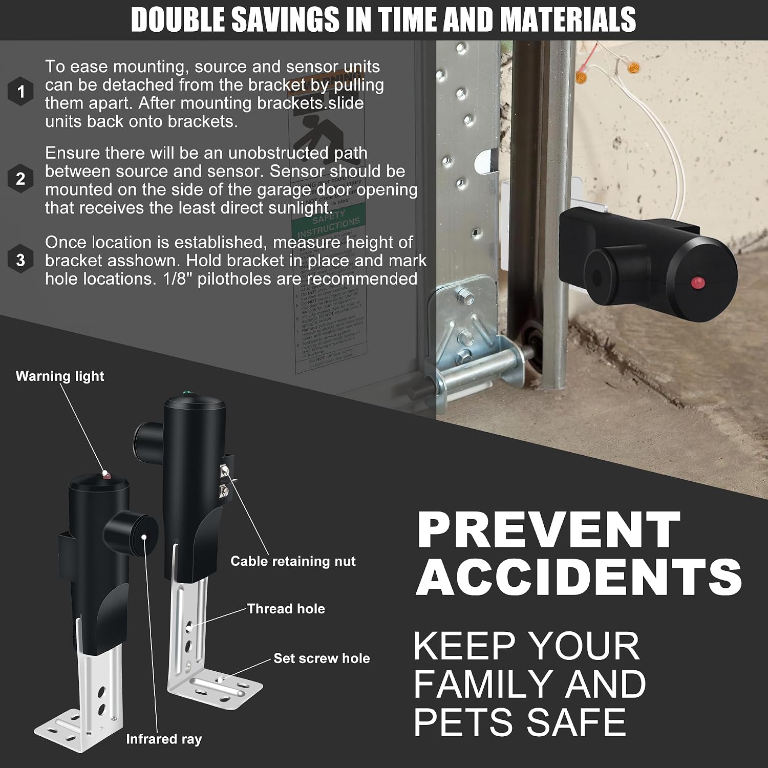 GSTB-R STB-BL Garage Door Safety Beams Kit, Garage Door Sensor, for Garage Door Sensor Replacement, Garage Sensor for Garage Door Openers Manufactured After 1993. with Installation Book.
