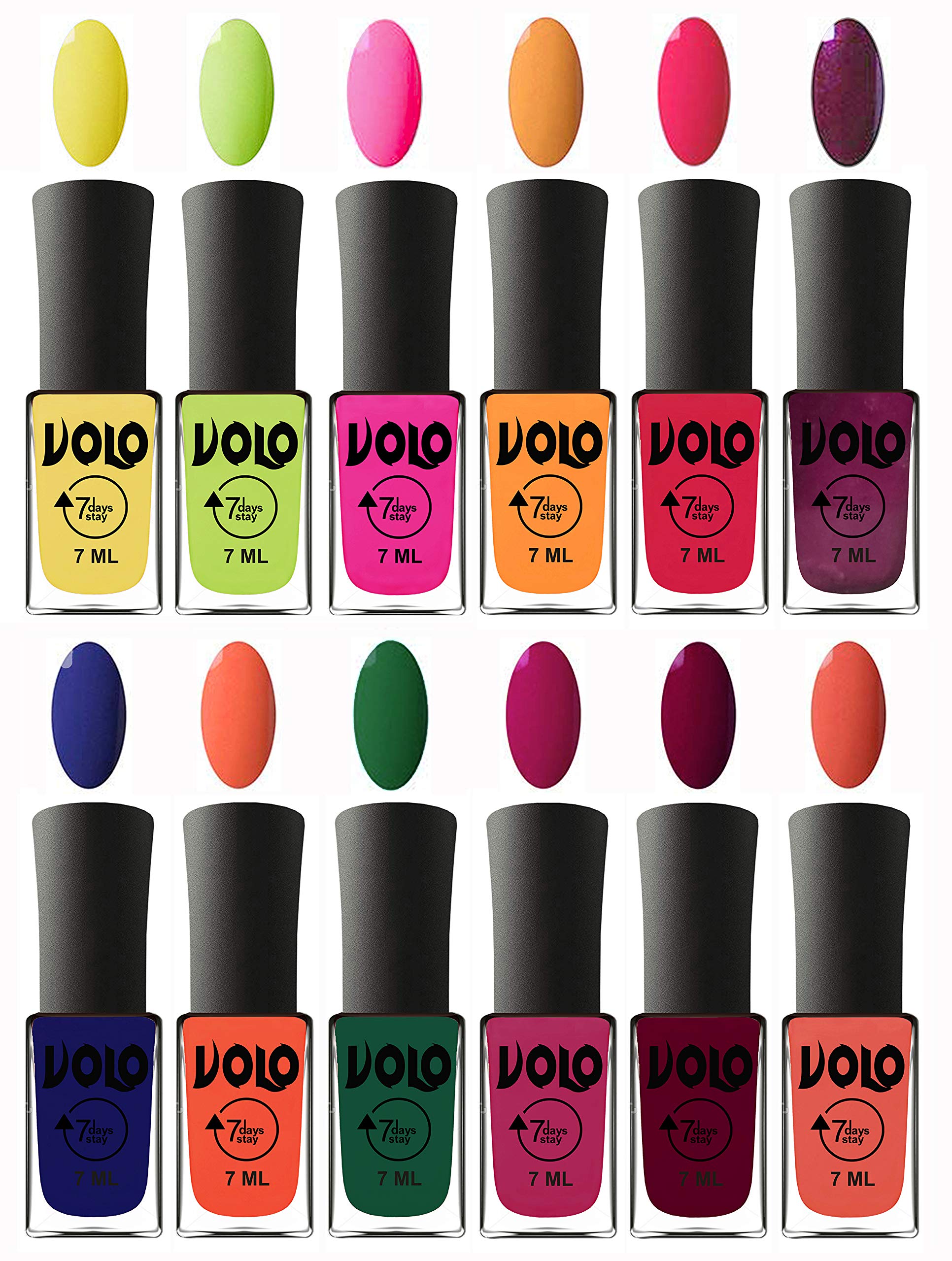 Volo Nail Polishes Set of 12 Unique Long Lasting Colors Modern Shades Multi colors-image-47