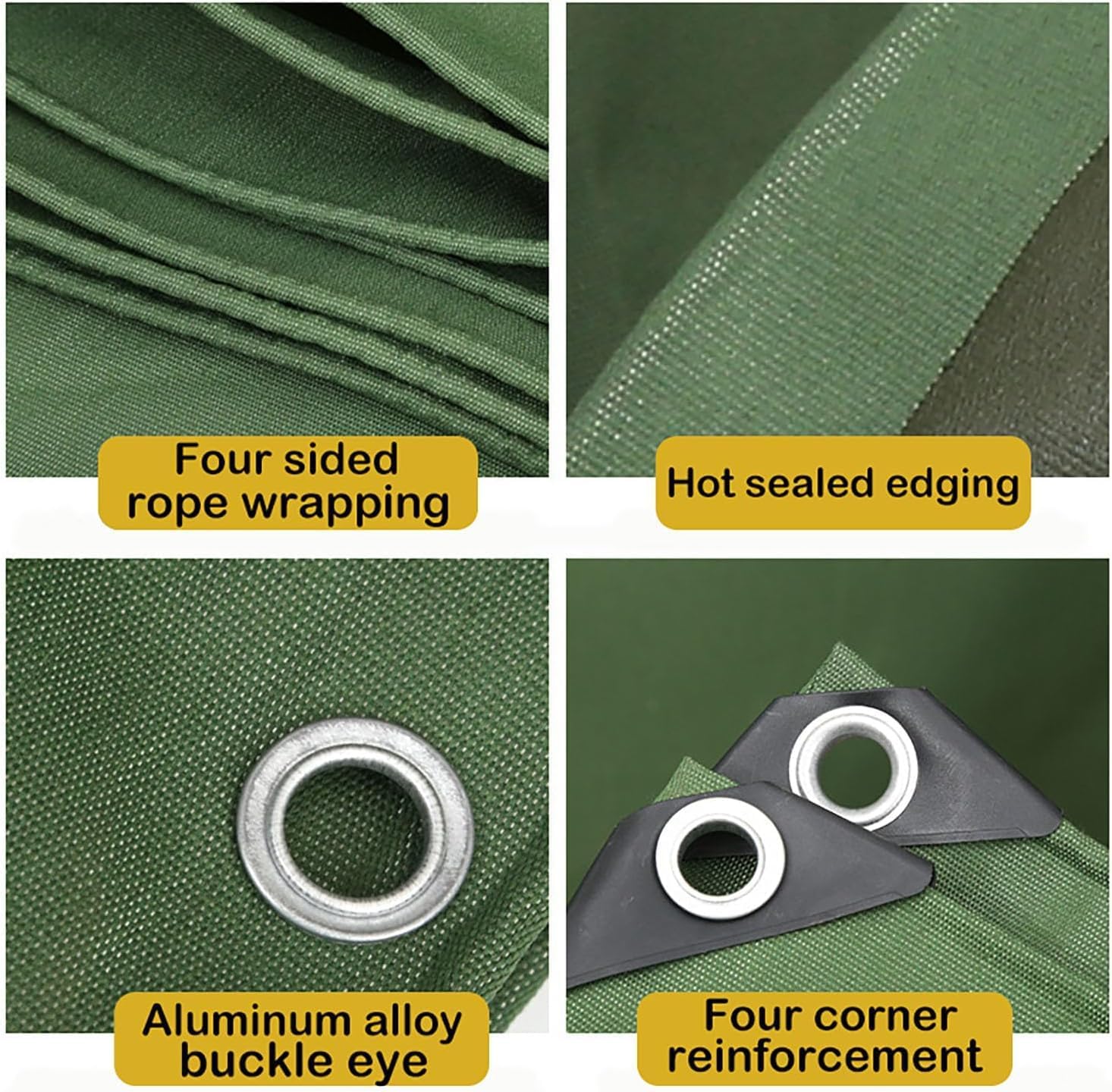 Canvas Tarp, Canvas Tarps Heavy Duty Waterproof, for Outdoors, Truck, Water Resistant, UV Resistant Tarpaulin Cover for Car Boat Camping Firewood Woodpile,Green (6 x 12 Feet)