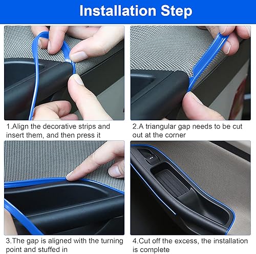 Miniatura 4 de Tiras decorativas para interior de automóvil, impermeables, ajuste universal y flexibles, tiras para insertar, incluye herramienta de instalación,