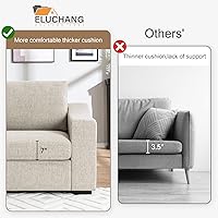 Vista 6 de Eluchang Sofá seccional convertible, sofá en forma de L con asientos extra profundos, tela de lino natural, sofá de esquina moderno y cómodo