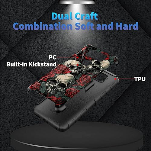 Miniatura 409 de AT&T Calypso 2 (U319AA) Funda con protector de pantalla de vidrio templado resistente con función atril integrado para debut de críquet, ciervo