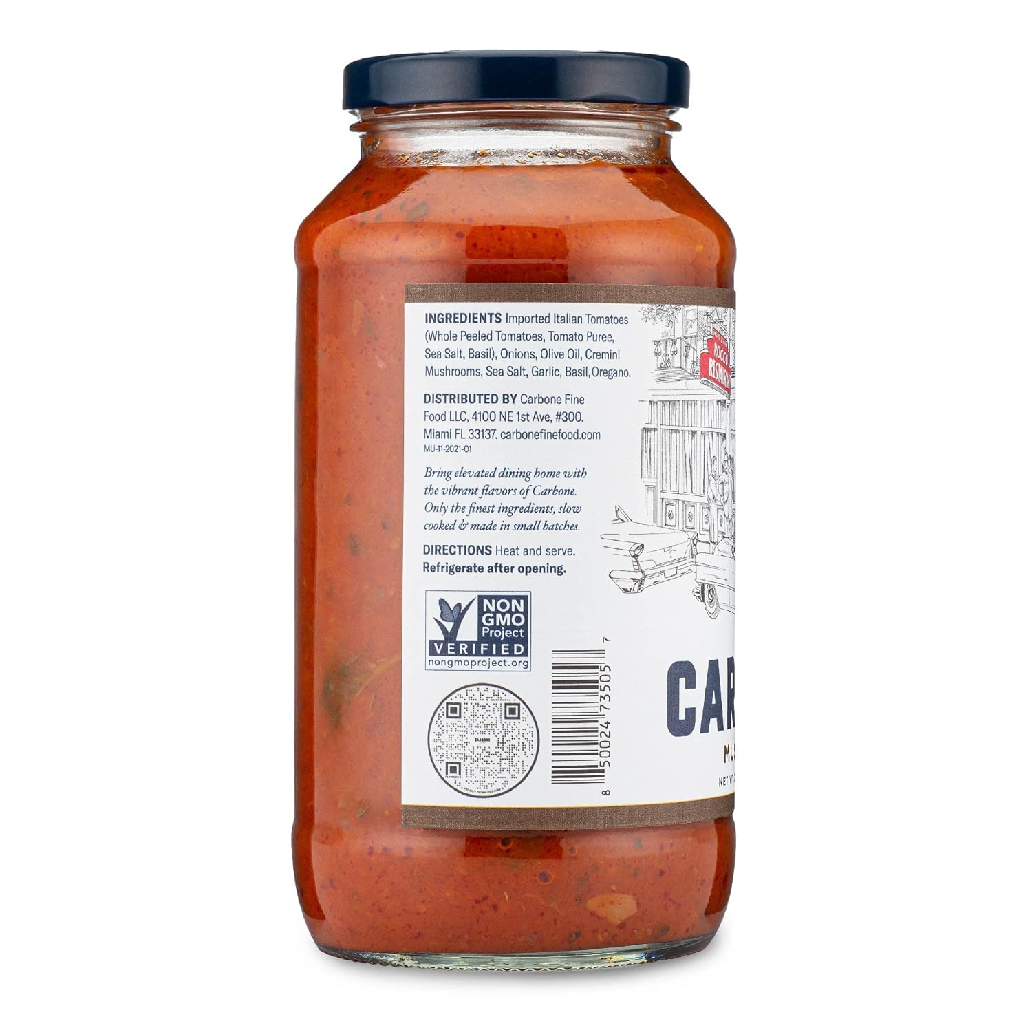 Carbone Mushroom Marinara Pasta Sauce | Tomato Sauce Made with Fresh & All-Natural Ingredients | Non GMO, Vegan, Gluten Free, Low Carb Pasta Sauce, 24 Fl Oz (Pack of 2)