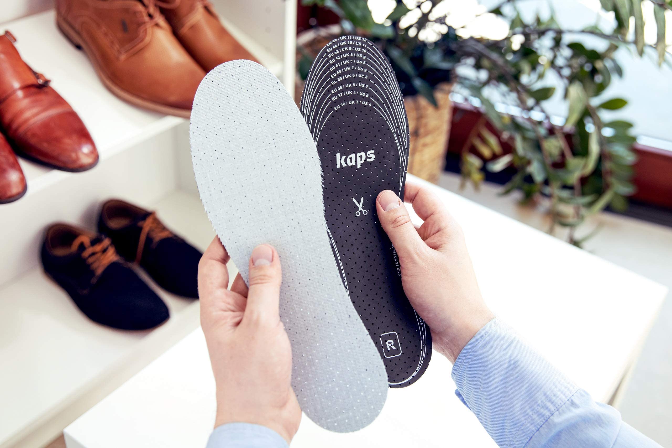 Kaps Paquete de 6 Pares Plantillas Anti-Olor Carbón Vegetal Insertos Zapatos Odour Stop Corte Medida