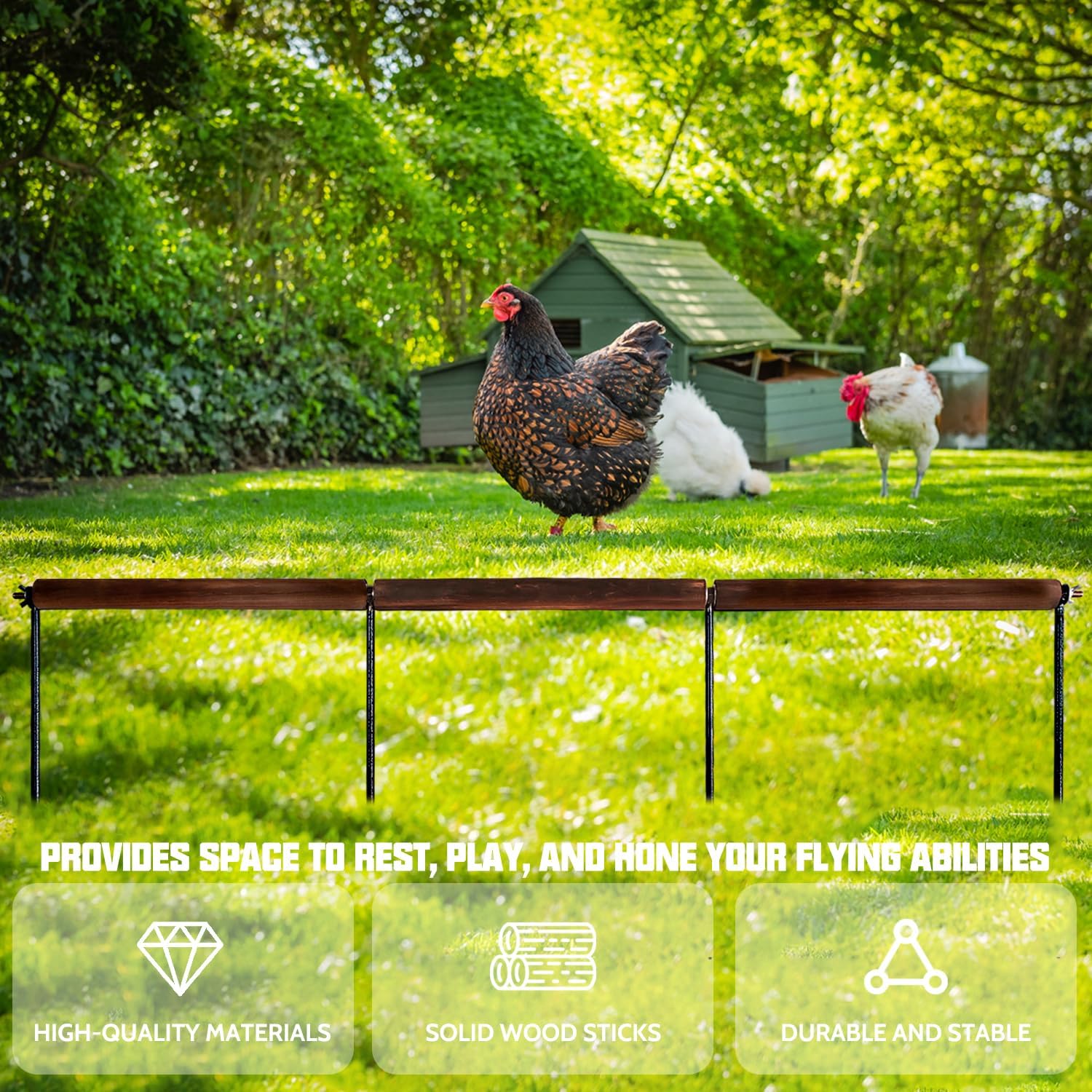 2 PCS Chicken Toys,Extra Long Chicken Perch Toys,Woodern Chickens Roosts and Perches Stand Training Perch for Poultry Rooster Chicks Large Bird Chicks Parrot, 44.88” Long (Antique Color)