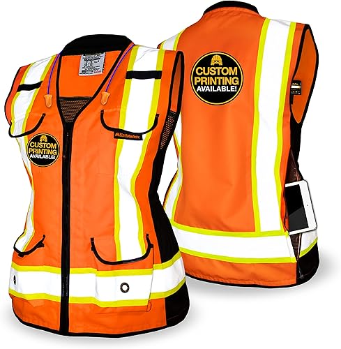 Vista 22 de KwikSafety - Charlotte, NC - GODMOTHER (LOOSE FIT) Class 2 Safety Vest for Women [CUSHIONED COLLAR + TABLET POCKET] ANSI OSHA Naranja 1