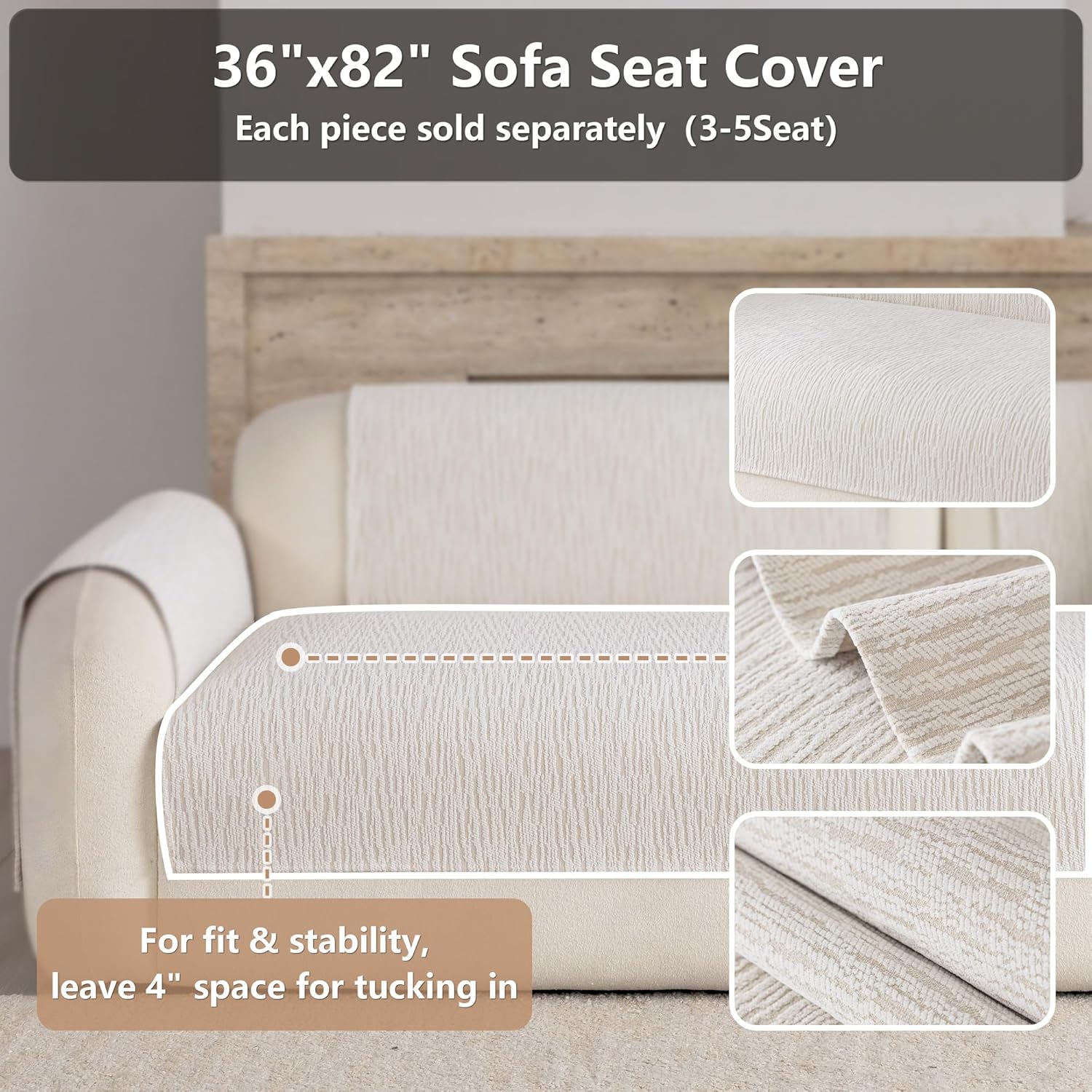 Waterproof Couch Cover for Dogs,Nonslip Sofa Cover for L Shaped Sofa,Washable Furniture Protector Pet Friendly(White,36"x80")