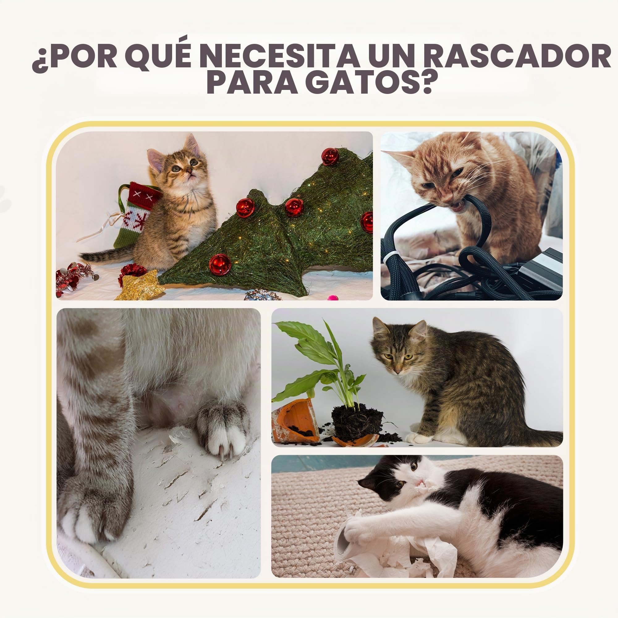 PawHut Barril rascador para Gatos 79 cm Alto Ø 45 cm Barril para Gatos con 3 Niveles Cuerda de sisal, Cueva de Felpa para, Poste rascador para Grandes, Caqui+café