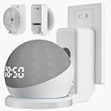 Wall Mount Holder for Echo Dot 4th 5th Generation, Outlet Hanger Stand Speaker Mount for Echo Dot 5th 4th Gen,Space-Saving Dot Accessories with Built-in Cable Management, Hide Messy Wires, White