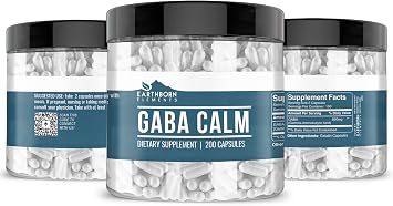 Earthborn Elements GABA (Gamma Aminobutyric Acid) 200 Capsules, Pure & Undiluted, No Additives