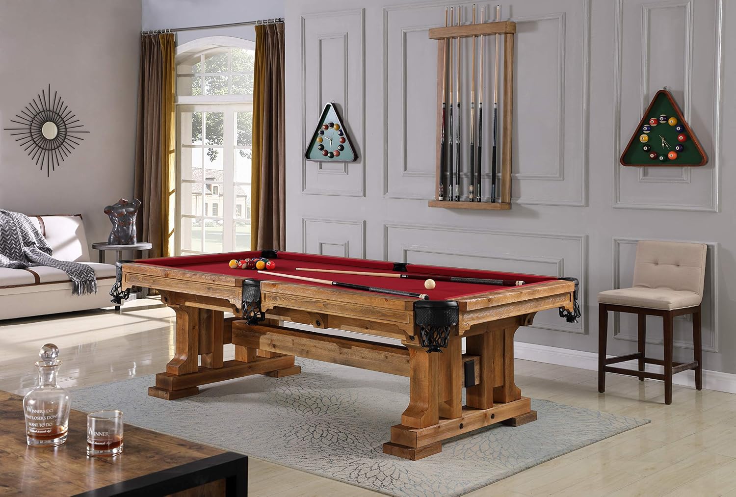 Playcraft Colorado Slate Pool Table - Billiard Table with Solid Timber Wood & 3pc Slate System - Perfect for Game Room, Office or Dens - 25 Cloth Colors - 7 Foot and 8 Foot Sizes