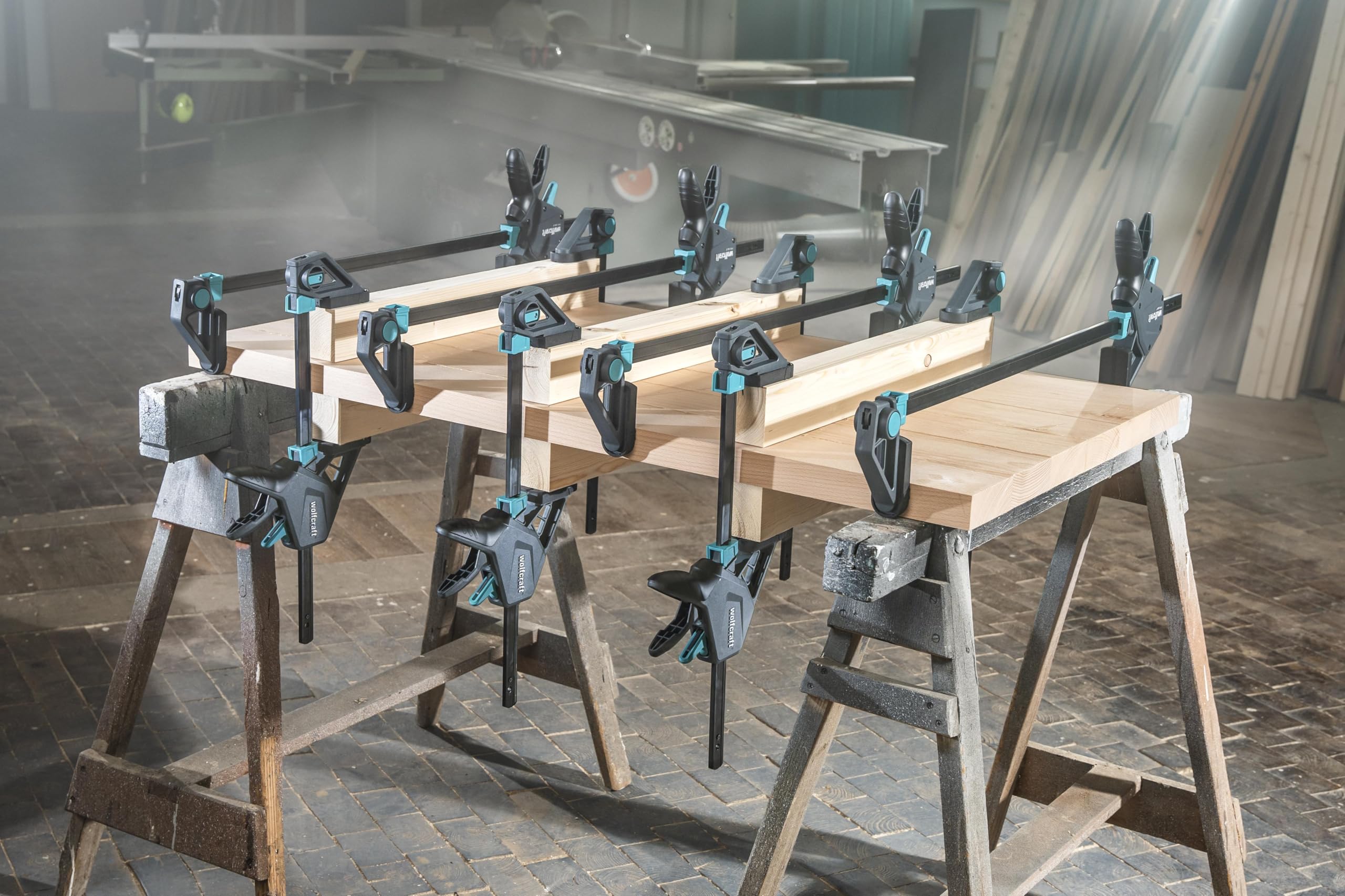wolfcraft 2 zaciski jednoręczne PRO MAX I 8662060 I siła mocowania 250 kg dla najwyższych wymagań zawodowych I wysoka siła trzymania I rozpiętość 450 mm I Made in Europe
