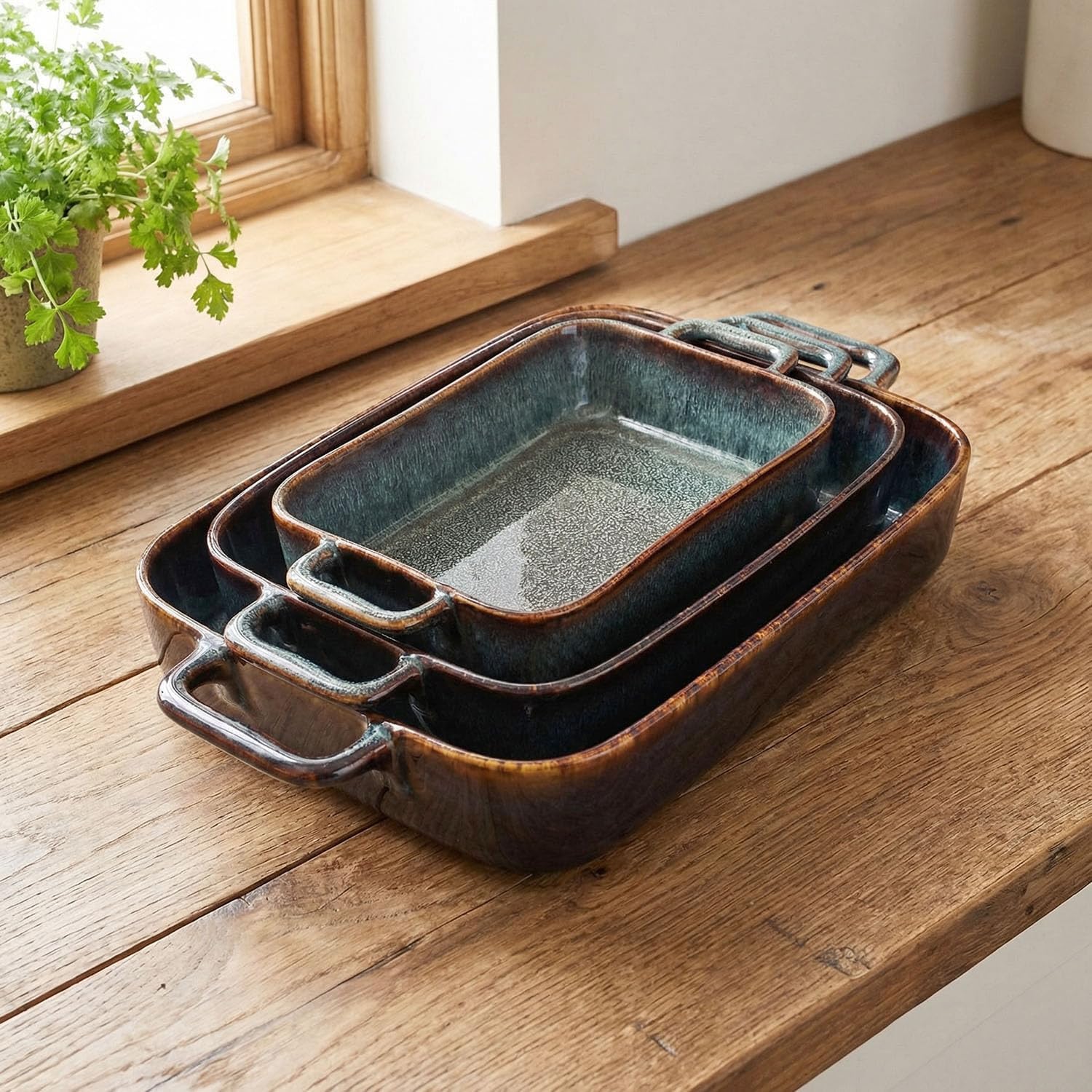 10" x 8" Porcelain Rectangular Casserole Dishes - Baking Dish for Oven, 1.9 QT Ceramic Lasagna Pans, Oven Safe Bakeware for Kitchen Cooking, Cake, Banquet and Dinner