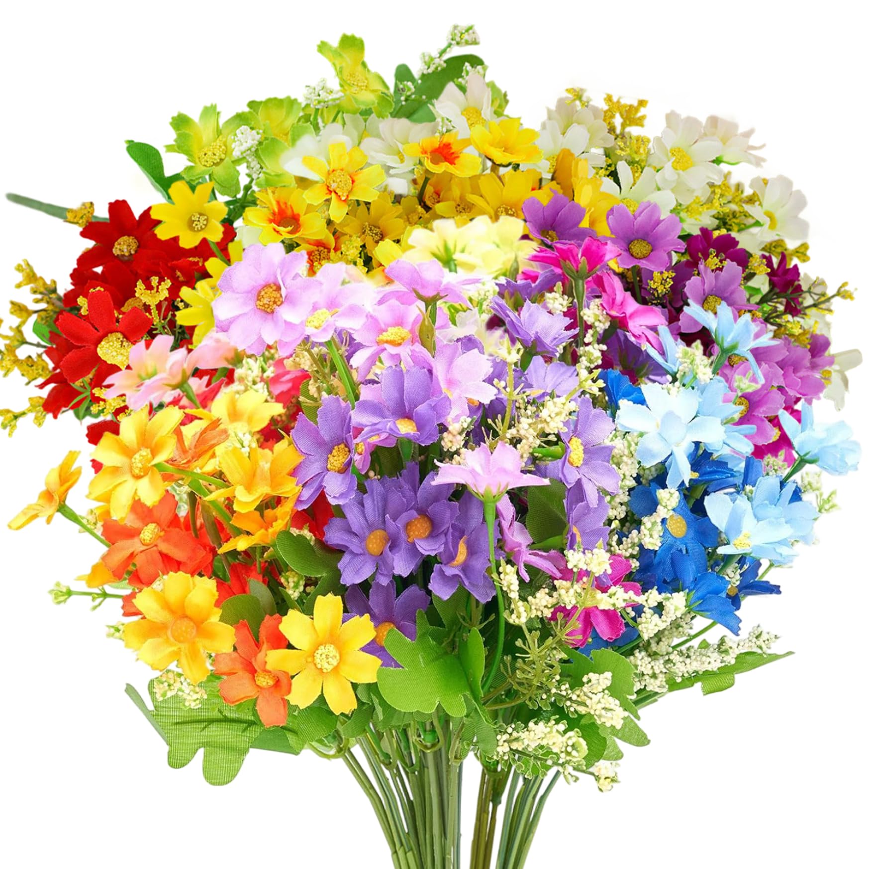 Fleurs artificielles marguerite réalistes en soie faux bouquet coloré intérieur extérieur