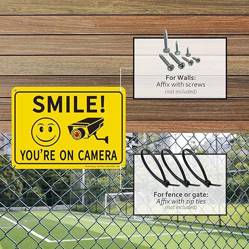 Miniatura 4 de Sheenwang Paquete de 2 letreros de videovigilancia para exteriores, impresión UV de 0.040 mil, aluminio libre de óxido de 10 x 7 pulgadas, letrero