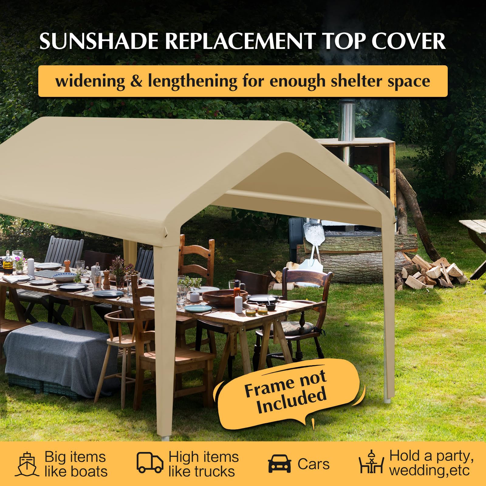 Car Canopy Cover - 10x20 FT Waterproof -6