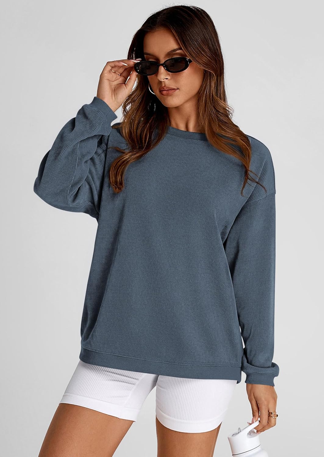 PRETTYGARDEN Women's Oversized Sweatshirt 2025 Fall Fashion Clothes Ribbed Corduroy Long Sleeve Going Out Pullover Tops - Image 4