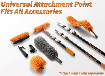 Hard Bristle Deck Scrub Brush Heavy Duty // Concrete Scrub Brush for Exterior House Cleaning // Screw On Floor Brush Scrubber Fits Standard Acme Threaded Extension Poles (Pole Sold Separately)