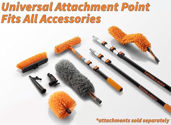 Hard Bristle Deck Scrub Brush Heavy Duty // Concrete Scrub Brush for Exterior House Cleaning // Screw On Floor Brush Scrubber Fits Standard Acme Threaded Extension Poles (Pole Sold Separately)
