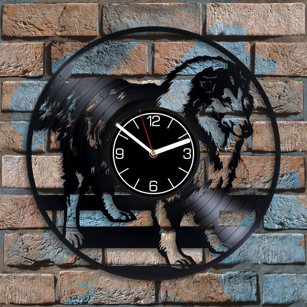 Large Dog Vinyl Record Wall Clock Nature Art Animal Decoration 12 inch Wall Clock Birthday Gift for Girl Collie Wall Art Animal Clock Nature Wall Clock Large Dog Vinyl Clock Xmas Gift for Man