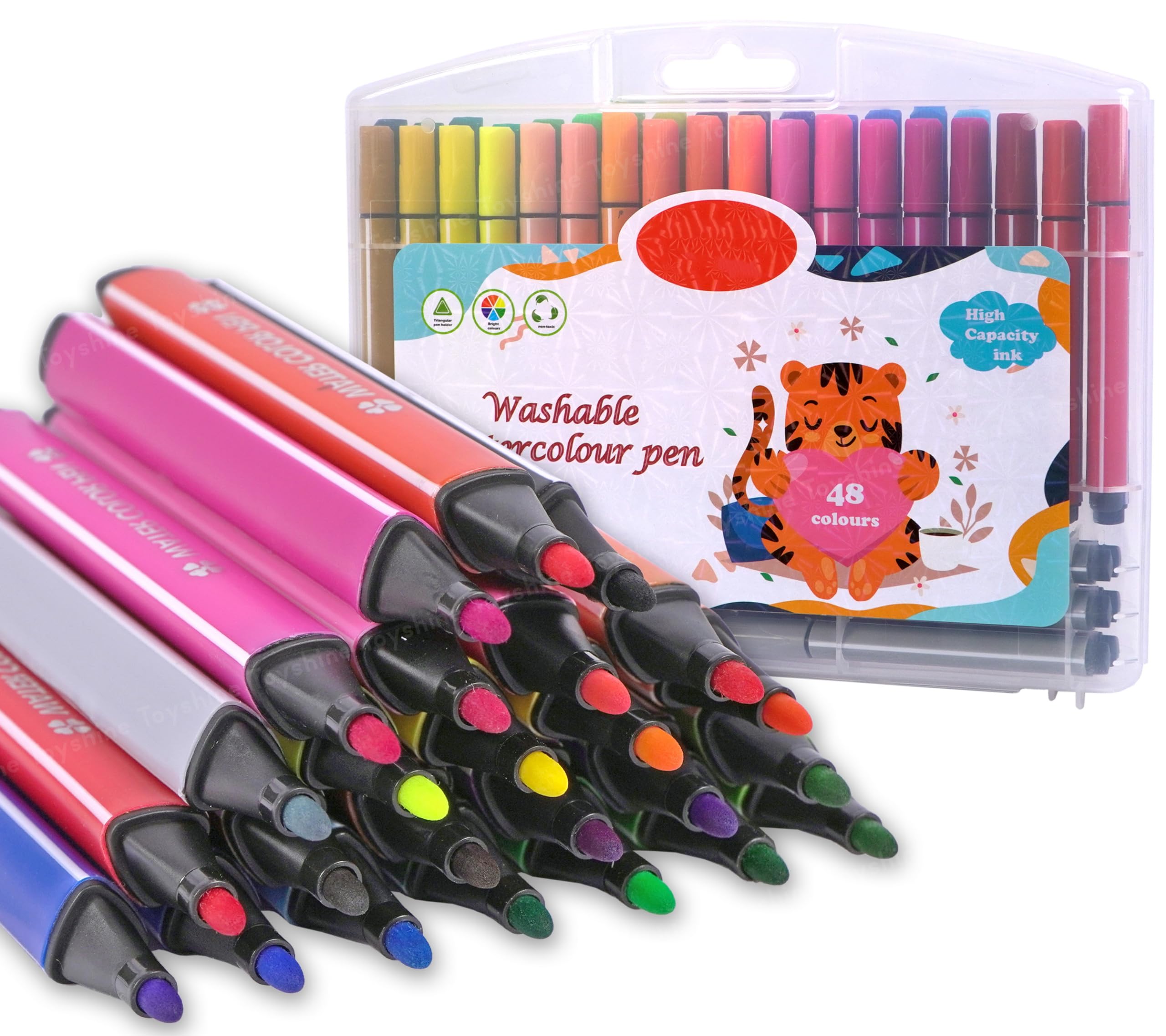 Toyshine 48 Pcs Washable Watercolor Pens Set - Colouring Kit Art Markers Sketch Pens Artists Sketching Return Gift (B0B34PXHML) Amazon Price History, Amazon Price Tracker