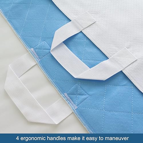 Miniatura 4 de Almohadilla de cama de posicionamiento con 4 asas, paquete de 2, almohadillas de orina lavables y reutilizables, almohadillas de hospital de