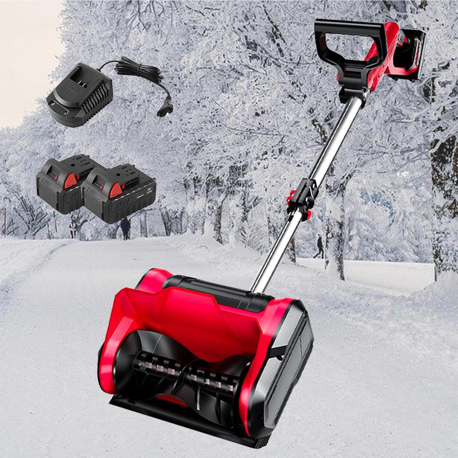 Cordless Snow Blower,with Adjustable Handle Electric Snow Thrower,12.6in. Width, 6.3in. Depth, 26 FT Throw Distance, Shovel,Electric Snow Thrower for Driveway Clearing
