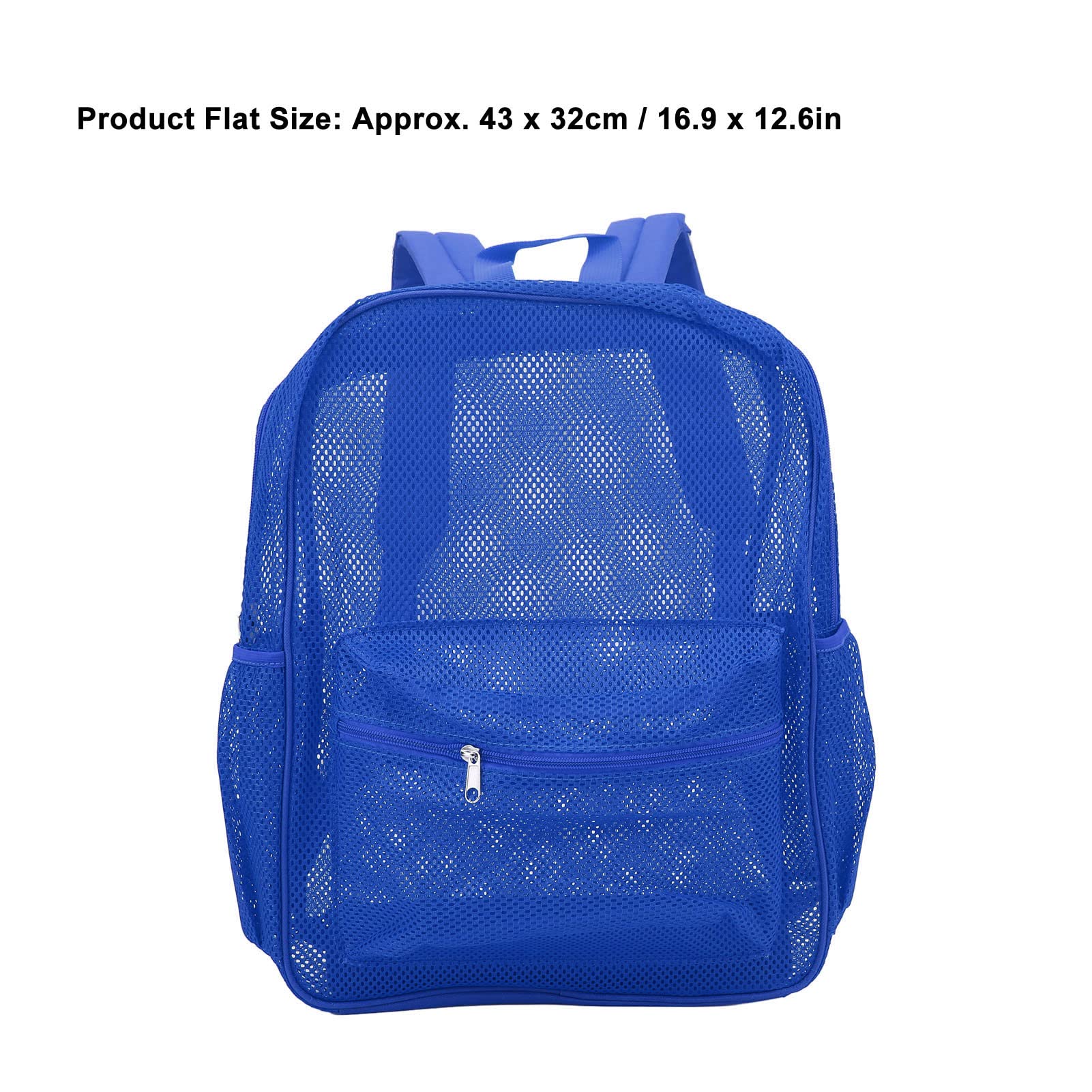 Zaino in Rete, Zaino in Rete Resistente, Zaino Universitario Leggero e Lavabile Trasparente con Due Tasche Estensibili su Entrambi i Lati per Scuola, Nuoto, Fitness, Spiaggia (Blu)