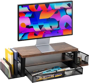 ekmece ve Posta D zenleyicili 2 Katmanl  Monit r Stand  Y kseltici ve Bilgisayar Masas  D zenleyici, iMac, Diz st  Bilgisayar, Yaz c  i in Masa Aksesuarlar  ve  al ma Alan  Organizat rleri