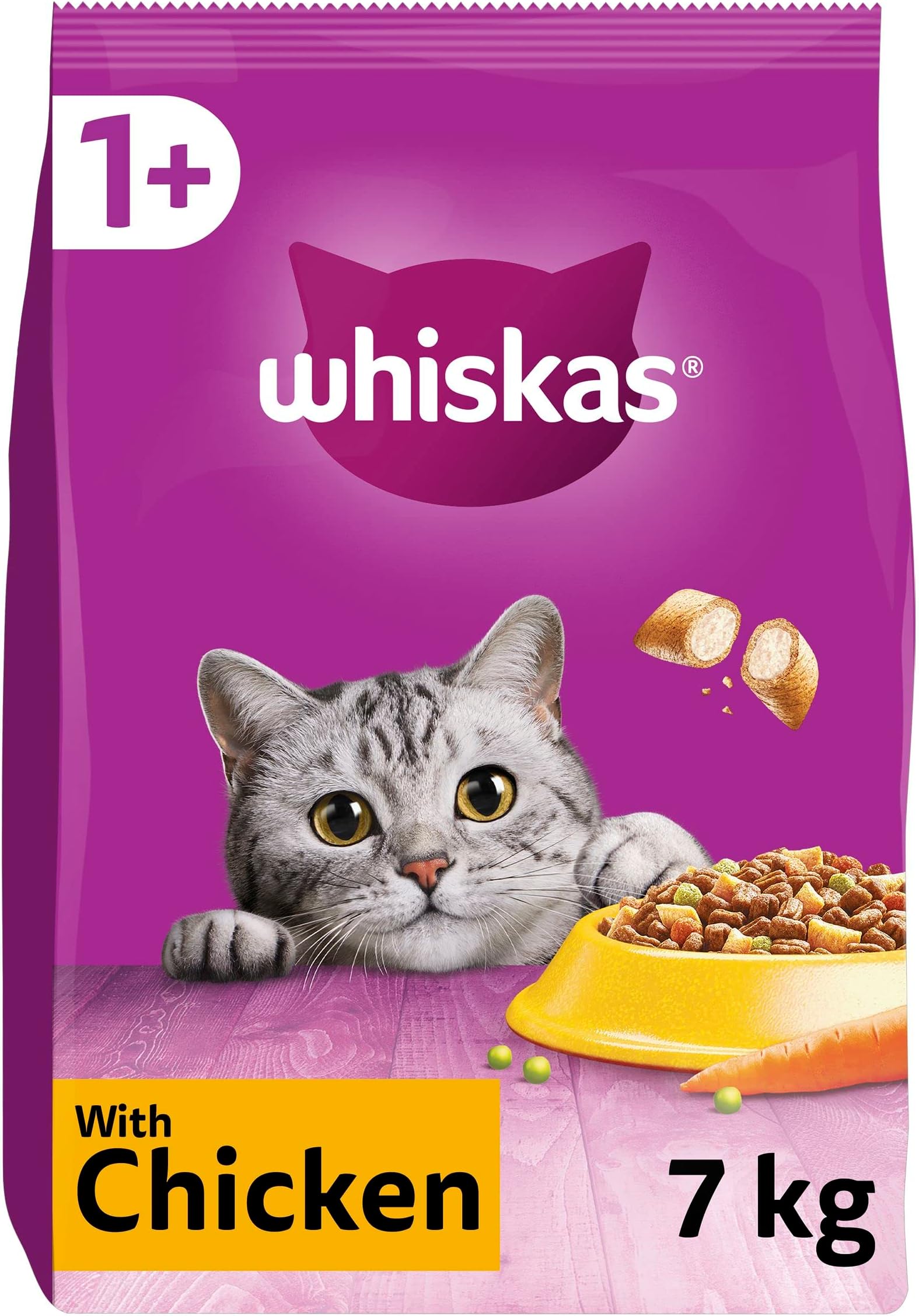 WHISKAS Adult Dry Cat Food 7kg with Chicken