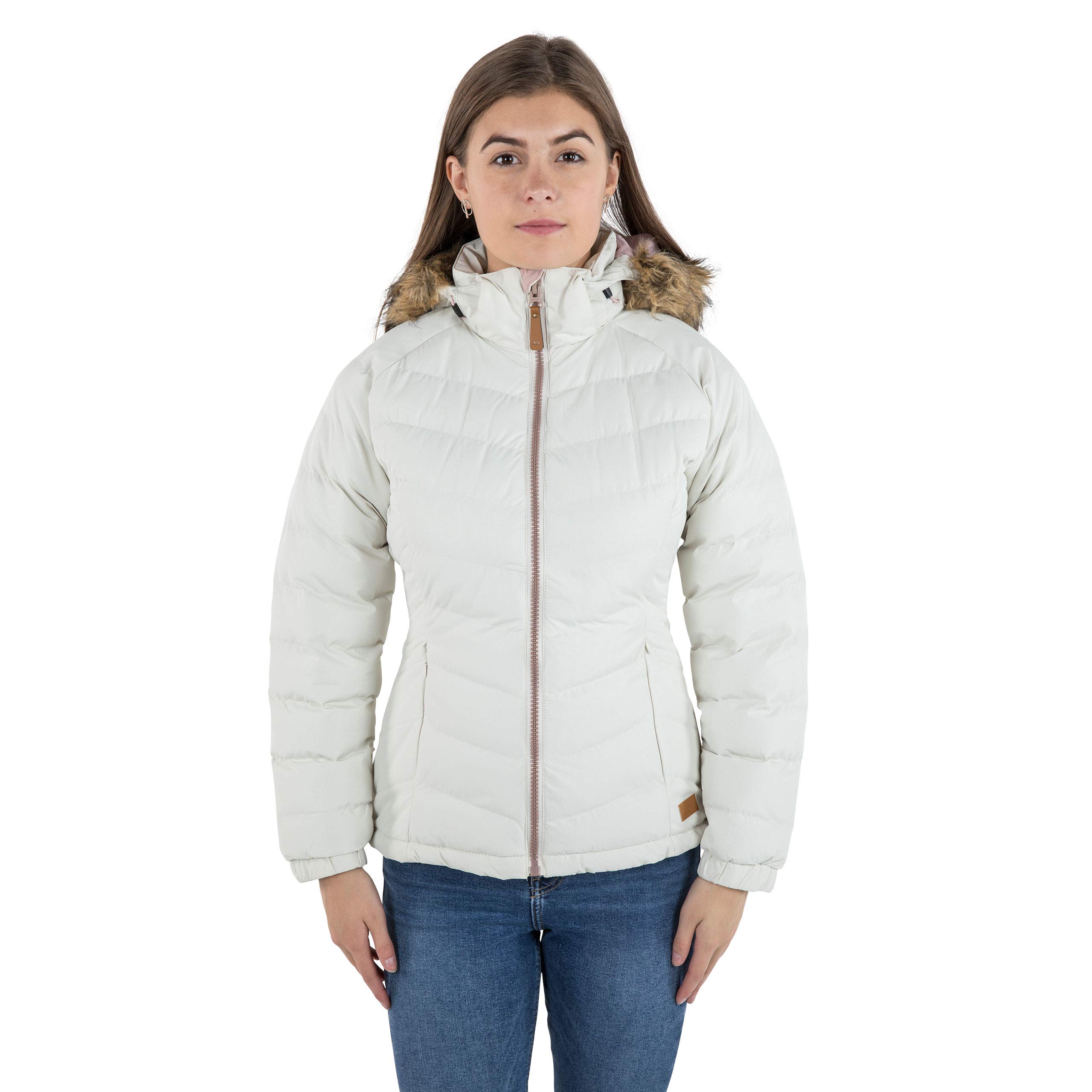 Trespass Women's Vanilla Casual Jacket Nadina - Contrast Lining, Padded, Coldheat, Inner Storm Flap, 2 Concealed Zip Pockets, Adjustable Zip-Off Hood With Faux Fur Trim