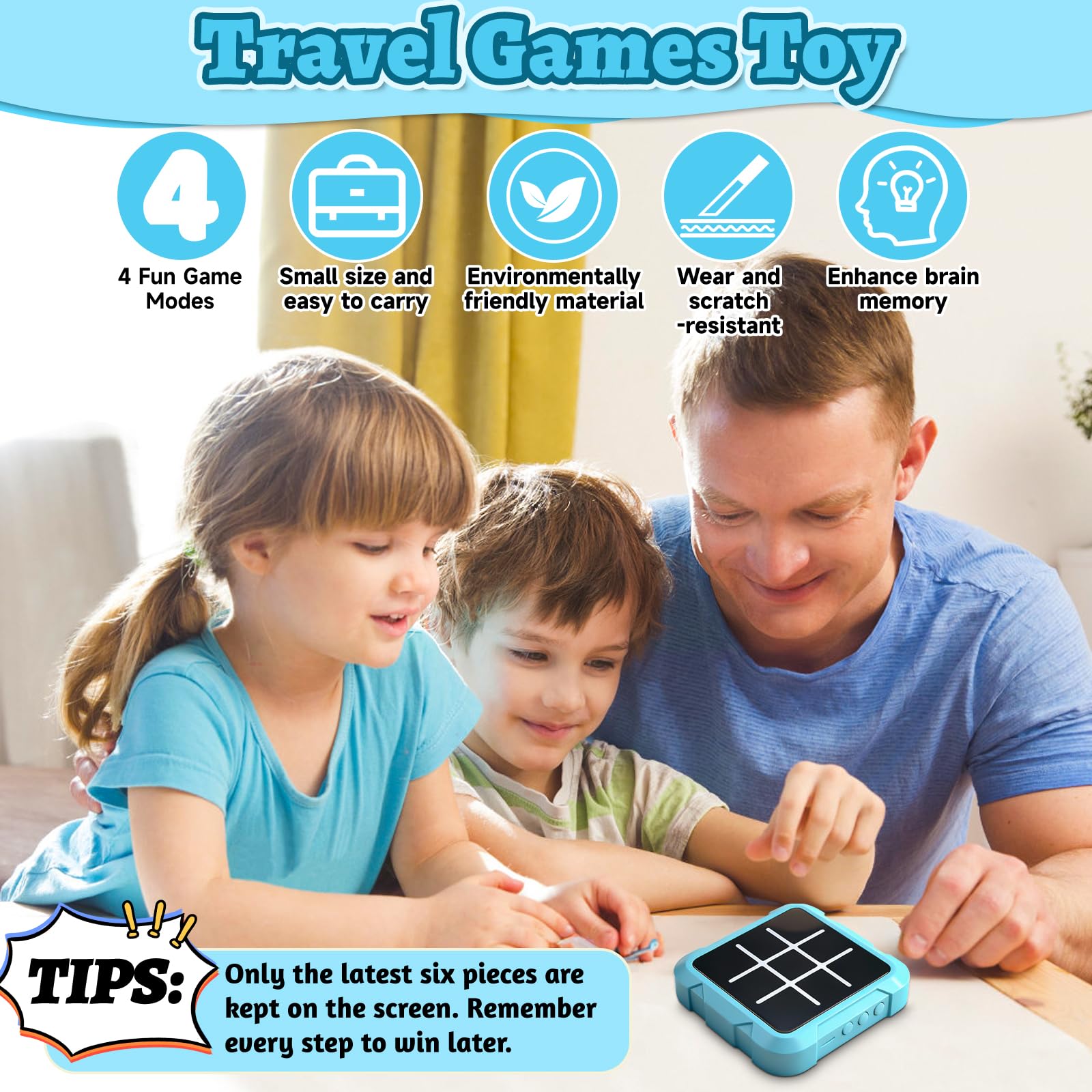 Tic Tac Toe Game, 4-in-1 Noughts and Crosses Game, Electronic Tic Tac Toe Games, Portable Travel Games Fidgets Toy - Image 2