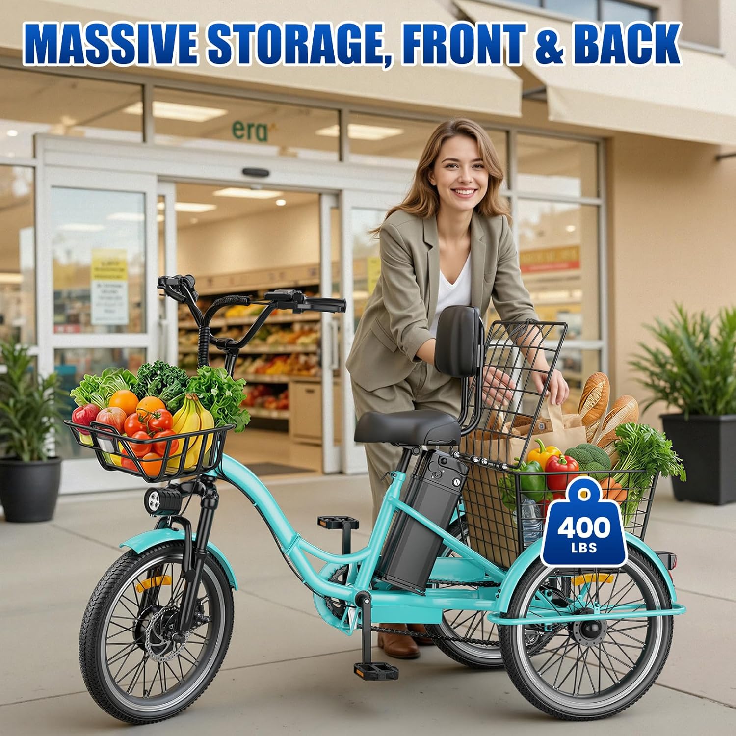 Electric Tricycle for Adults, Peak 1200W Electric Trike, Foldable Trike with 468/720/960Wh Removable Battery, Step-Thru 3 Wheel Electric Bikes for Seniors Women Men, 20 Tire