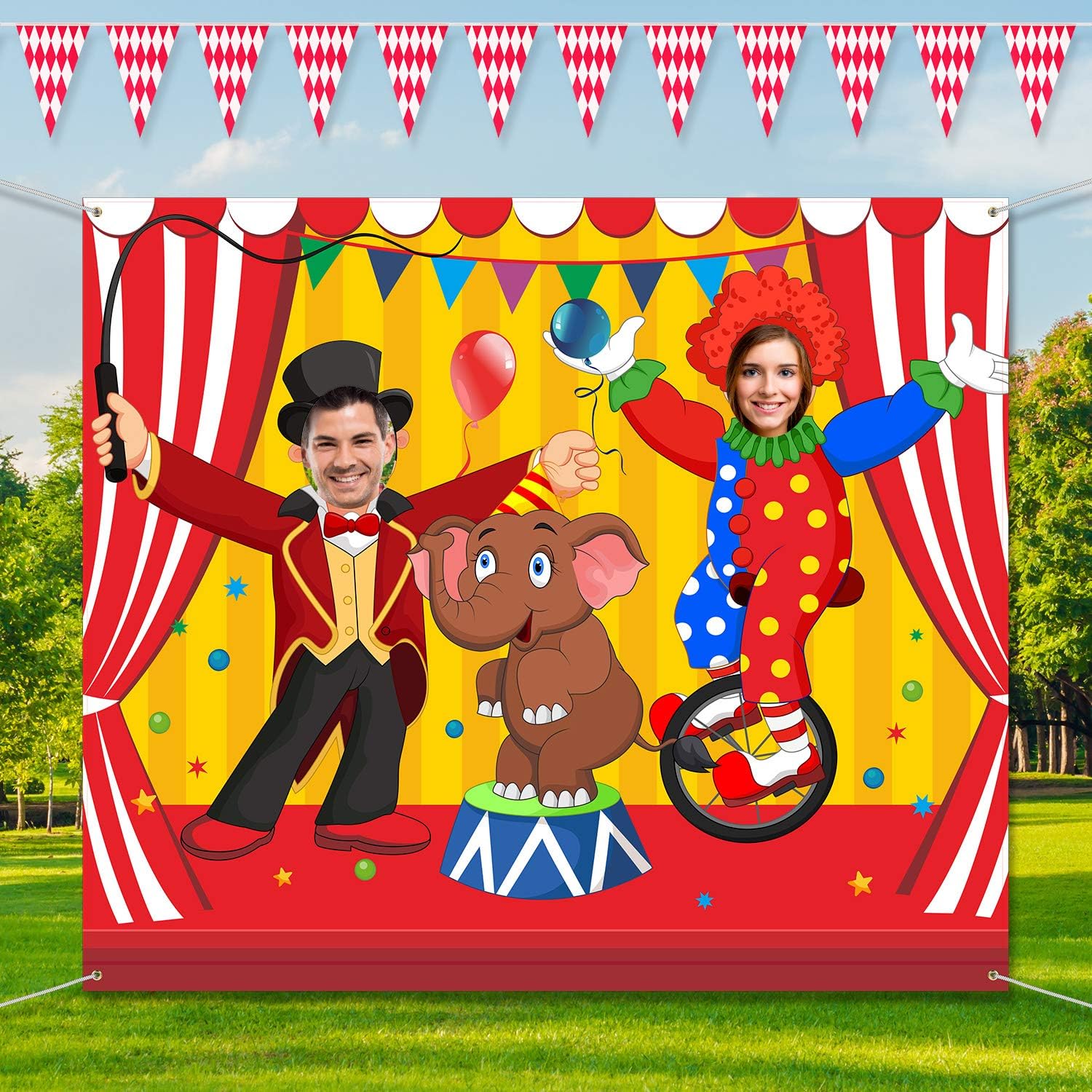 Blulu Carnival Backdrops for Party Circus Decorations 59 x 51 Inch Carnival Photo Door Banner Circus Theme Banner Photo Props Large Backdrop for Decorations Games Supplies