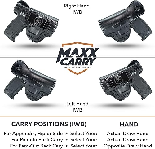 Miniatura 3 de Maxx Carry Compatible conrepuesto para funda de pistola de cuero IWB compatible con Sig Sauer P365-XMACRO