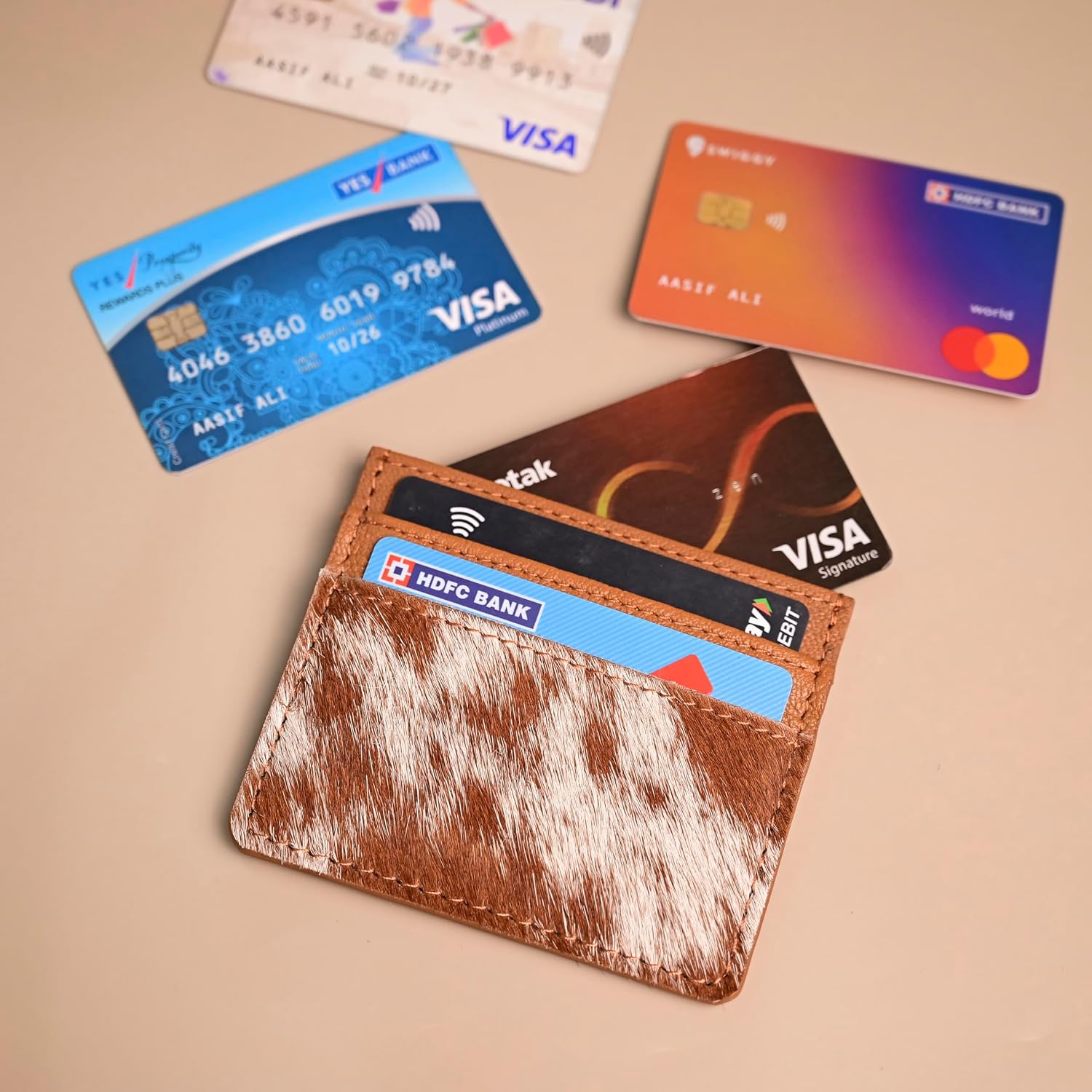 Merbaa Camilia Cowhide Hair on Card Holder Western Cowboy Cowgirl Fashion Vibes Card Holder (Tan) image 4