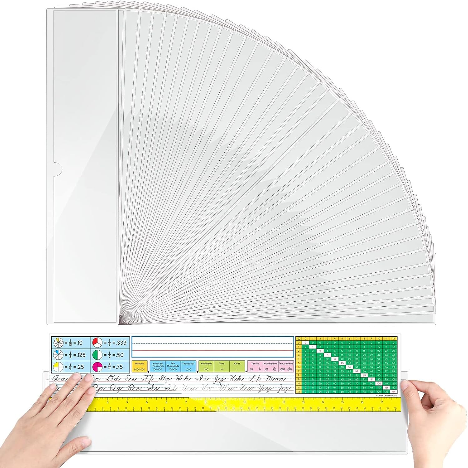 Chinco 50 Pack Clear Adhesive Pockets, Labels for Storage Bins, Plastic Self Adhesive Index Card Holder with Top Open for Organizing Bins Box Drawer(18 x 4 Inches)