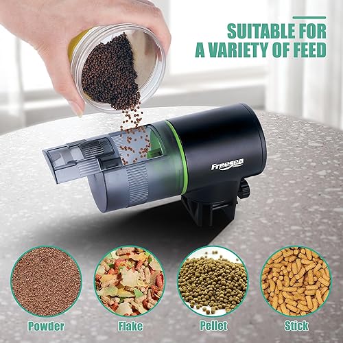 Miniatura 5 de FREESEA Alimentador automático de peces para acuarios Dispensador automático de alimentos para peces recargable - Alimentador temporizador de