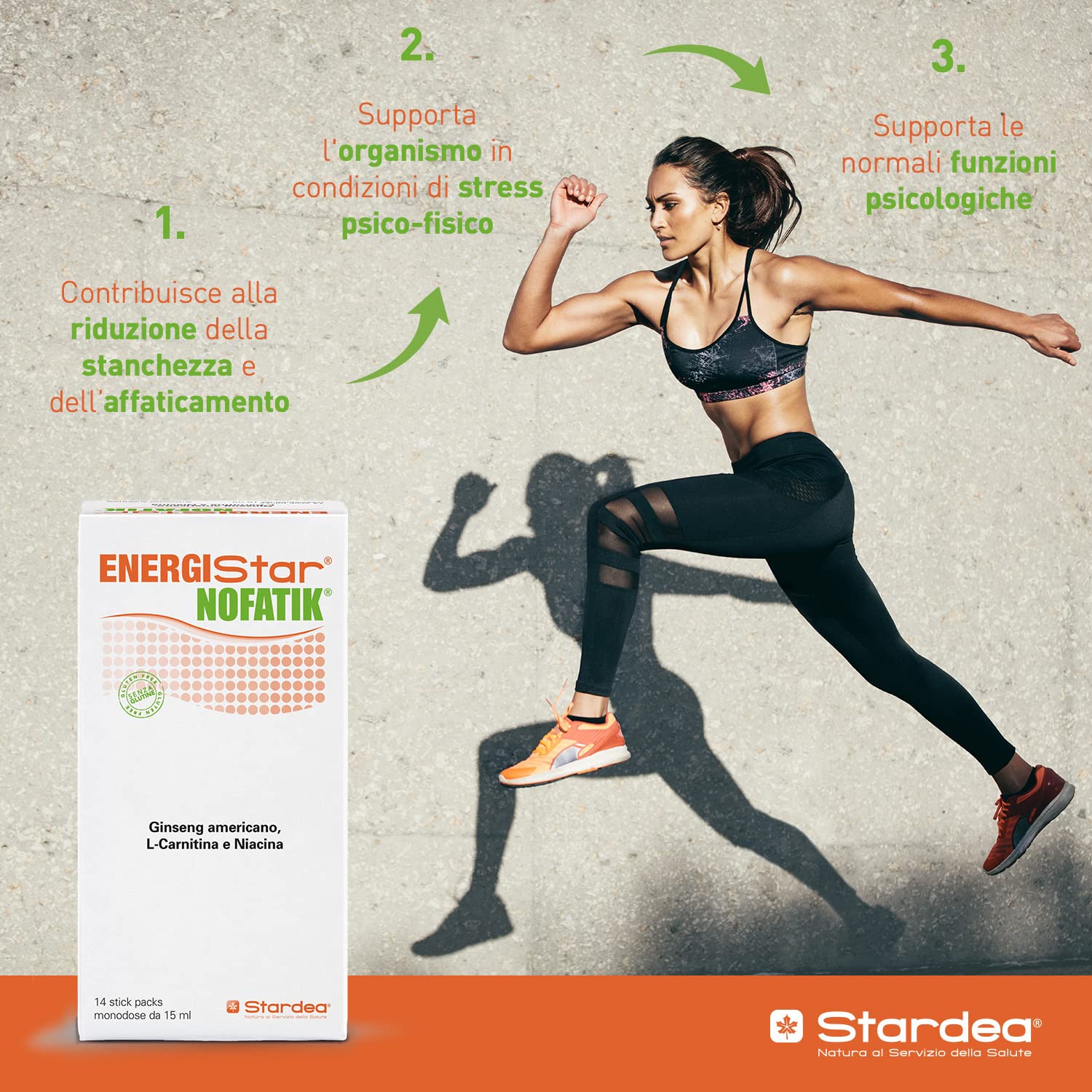STARDEA Energistar Nofatik, Integratore Alimentare Riduzione Stanchezza e Affaticamento, Supporta l'Organismo in Condizioni di Stress Psico-Fisico, 14 Stick Packs Monodose (Confezione da 2)