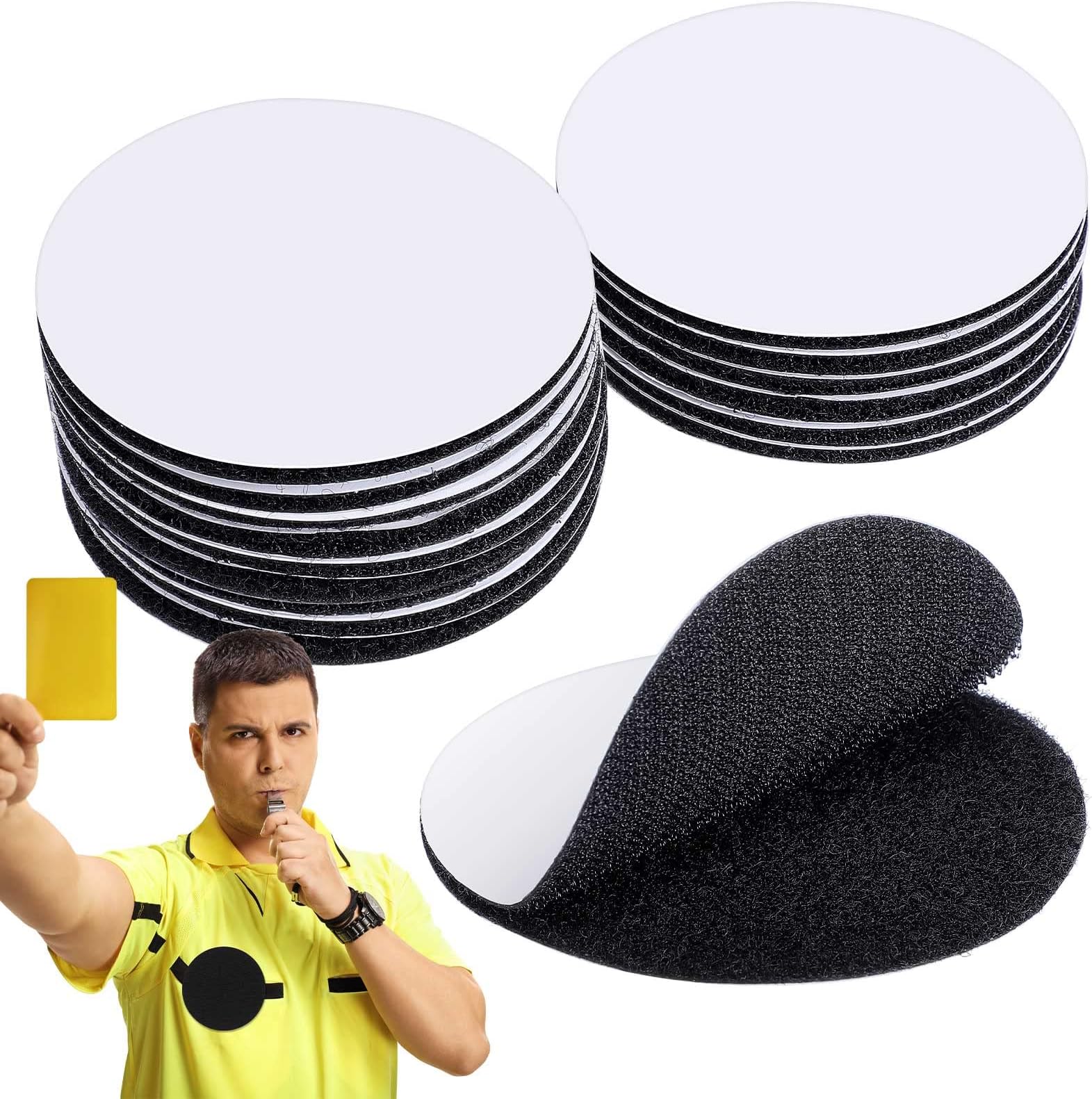 CHENGU12 Pairs Referee Hook Loop Dots 3 Inch Self Sticky Circle Hook and Loop Round Adhesive Loop Tape Double Sided Hook and Loop Fasteners for Home Office School Wall Decor Tool Hanging