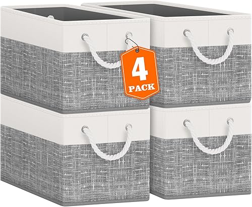 Vista 13 de Fab totes Contenedores de almacenamiento [paquete de 3], cestas de almacenamiento plegables para organizar juguetes, libros, estantes, armario, caja