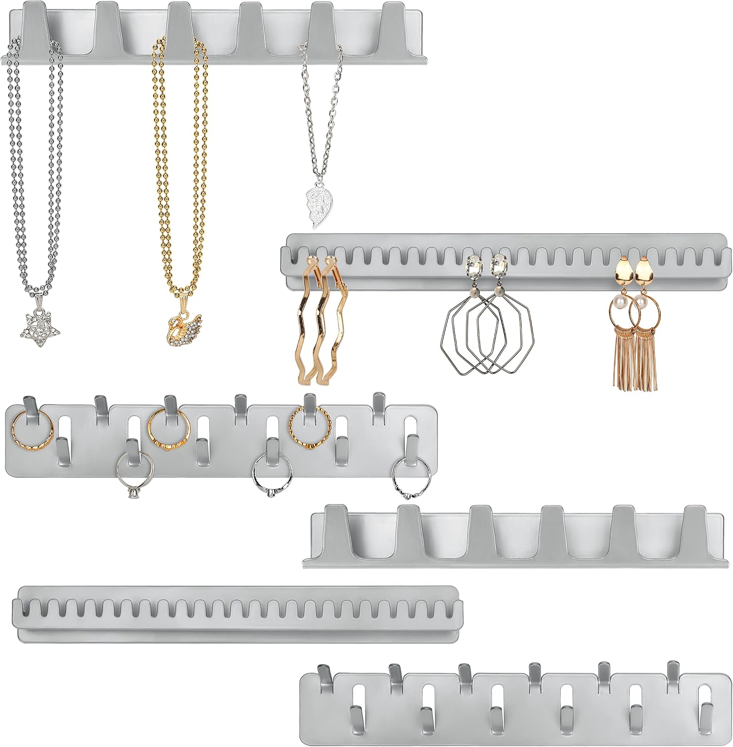 Wand Schmuck Organizer 2-teilig - Halskettenhalter Mit 24 Haken Metall