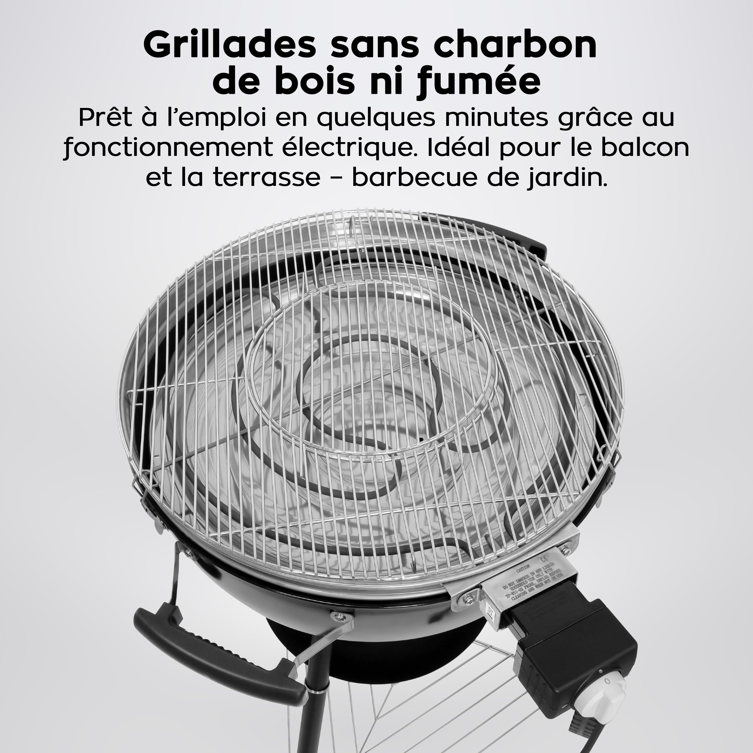 GREGMAN Roast 60 Barbecue Électrique & Charbon 5 kW | Gril Hybride Extérieur avec Couvercle | Thermostat | Ventilation | Moins de Fumée | Facile à Nettoyer | Terrasse Jardin Balcon
