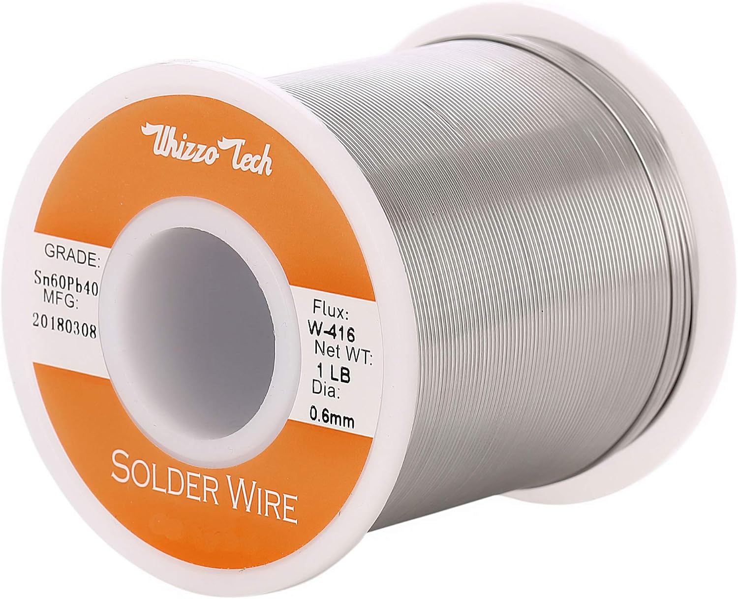 Whizzotech Solder Wire 60/40 with Flux Rosin Core for Electrical Soldering 1lb Diameter 0.023 Inch/0.6mm