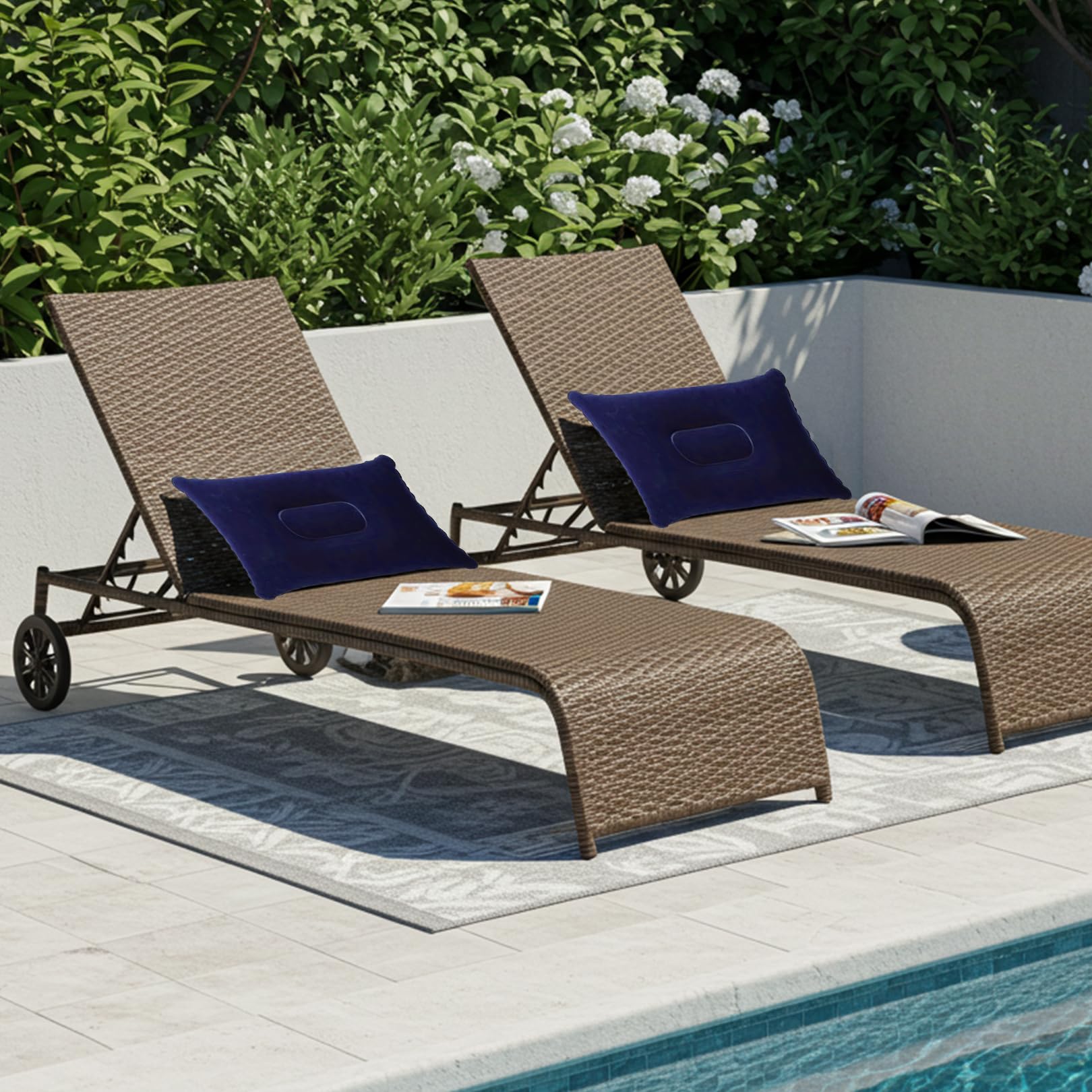 Oreiller Gonflable De Voyage - Lot De 2 (Gris Et Bleu) - Ultra Léger (<100g), Compact - Surface En Flocage Doux - Parfait Camping, Avion