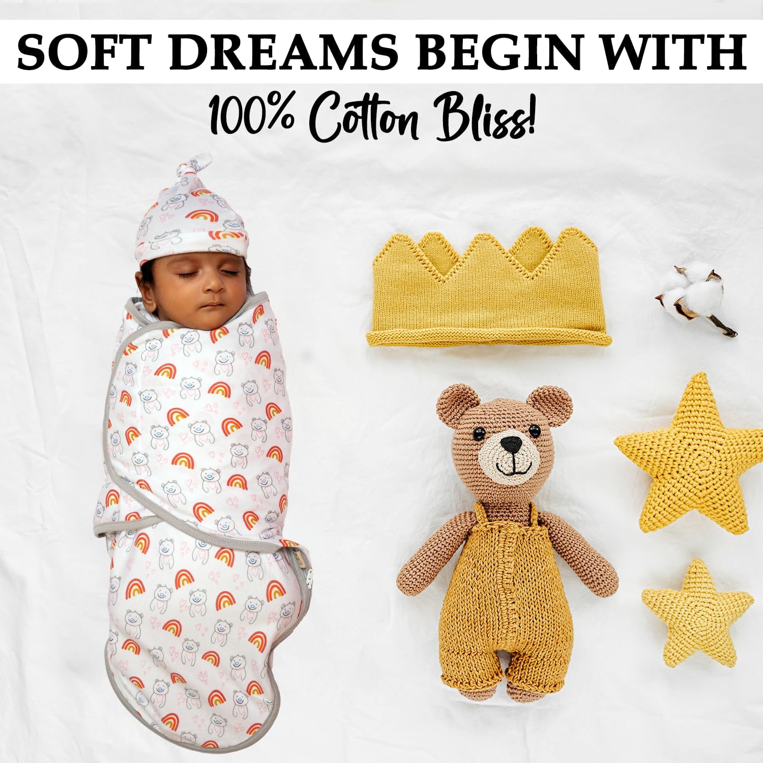 Baby Swaddle Blanket Adjustable Cotton Newborn Sleep Sacks with, Easy Change Zipper
