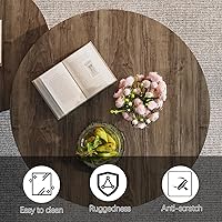 Vista 5 de Garden 4 you - Mesa de centro anidada, juego de 2 mesas redondas de 23.6" de centro de madera con marco metálico, mesas de centro para sala de Marrón