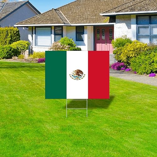 Miniatura 8 de Yard Sign Mexico Yard Sign Stakes Country Nation Vintage Flag Custom Yard Sign Fade Resistant Ink Two Sided Print Made in USA! 18x24 Inch Custom