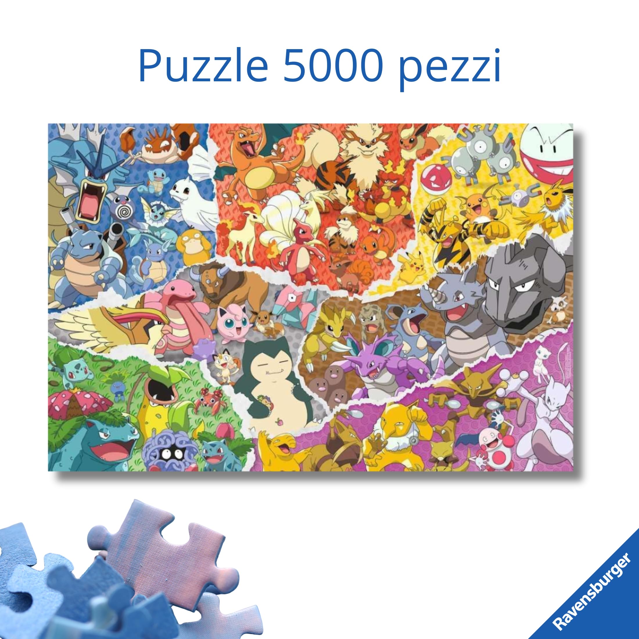 Ravensburger Puzzle 5000 Pezzi Pokemon – Puzzle Adulti +14 anni, 153 x 102 cm, Puzzle per Adulti Super Esperti, Collezione Pokémon, Idee Regalo